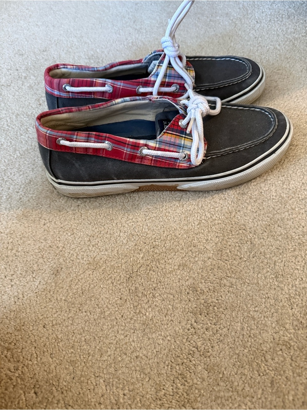 Sperry Low-Top Canvas Sneakers in Blue
and Burgundy